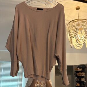 Tahari Neutral Taupe Textured Knit Top